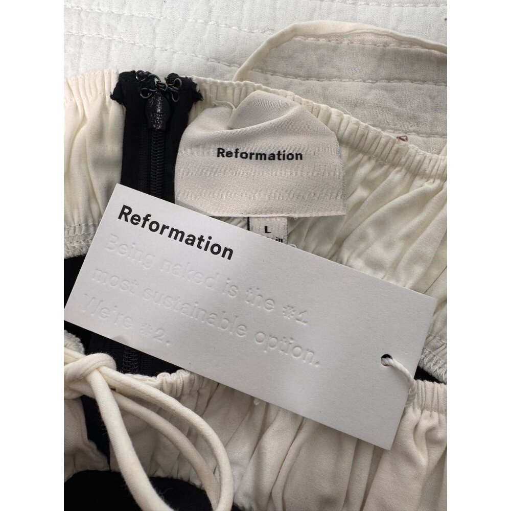 NWT Reformation Sadie Knit Black&White Spaghetti Strap Mini Dress Woman’s Size L - Picture 9 of 11